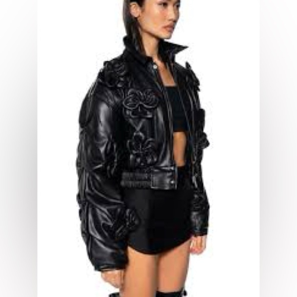 AKIRA “IN BLOOM” faux leather jacket
